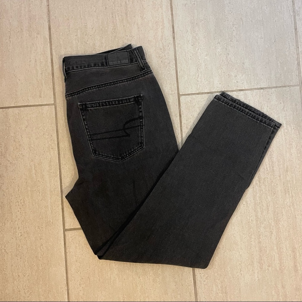 American Eagle Black Distressed Mom Jeans